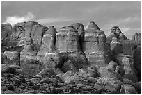 Last light of Fiery Furnace. Arches National Park ( black and white)