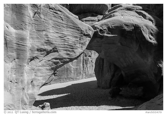 Sand Dune Arch. Arches National Park (black and white)