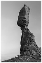 Balanced Rock (size of three school busses). Arches National Park, Utah, USA. (black and white)