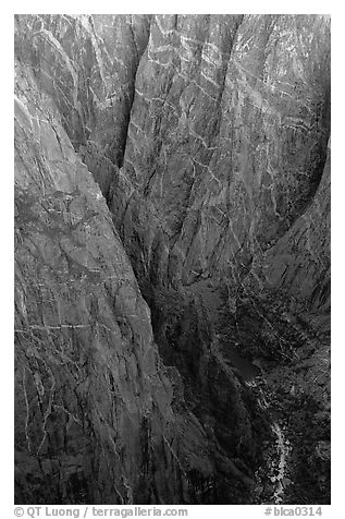 Depths of the canyon from Chasm view, North rim. Black Canyon of the Gunnison National Park, Colorado, USA.