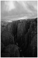 Narrows seen from Chasm view at sunset, North rim. Black Canyon of the Gunnison National Park ( black and white)