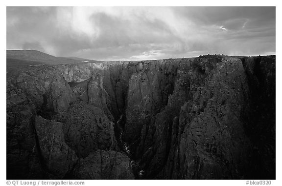 Narrows from Chasm view at sunset, North Rim. Black Canyon of the Gunnison National Park (black and white)