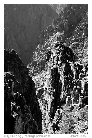 Pinnacles and spires, Island peaks view, North rim. Black Canyon of the Gunnison National Park, Colorado, USA.