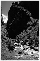 Gunisson river near the Narrows. Black Canyon of the Gunnison National Park ( black and white)