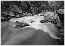The Gunisson river near the Narrows. Black Canyon of the Gunnison National Park ( black and white)