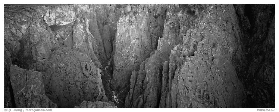 Startling depths and narrow opening. Black Canyon of the Gunnison National Park (black and white)