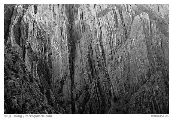 Striated rock walls. Black Canyon of the Gunnison National Park (black and white)