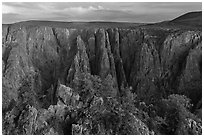 View from Gunnison point. Black Canyon of the Gunnison National Park ( black and white)