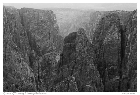Storm light over canyon. Black Canyon of the Gunnison National Park (black and white)
