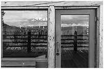 Canyon, South Rim visitor center window reflexion. Black Canyon of the Gunnison National Park ( black and white)