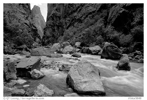 Boulders in  Gunisson river near the Narrows. Black Canyon of the Gunnison National Park, Colorado, USA.