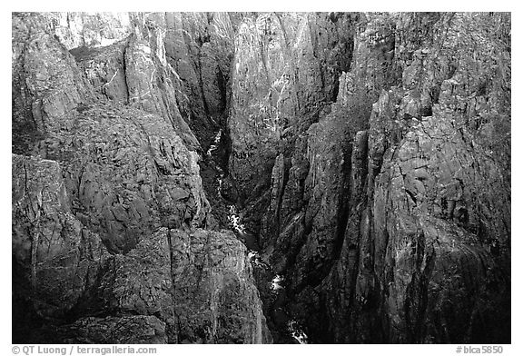 Deep and narrow gorge seen from Chasm view. Black Canyon of the Gunnison National Park, Colorado, USA.