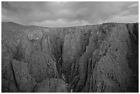 The Narrows seen from Chasm view at sunset. Black Canyon of the Gunnison National Park, Colorado, USA. (black and white)