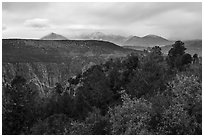 West Elk Mountains from High Point. Black Canyon of the Gunnison National Park ( black and white)