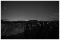 Chasm view at night. Black Canyon of the Gunnison National Park ( black and white)