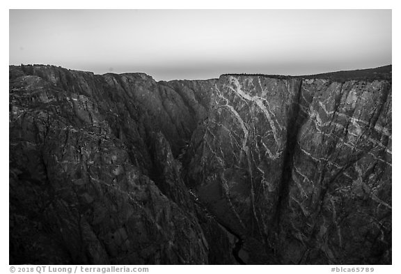 Painted Wall, dawn. Black Canyon of the Gunnison National Park (black and white)