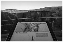 Painted Wall interpretive sign. Black Canyon of the Gunnison National Park ( black and white)