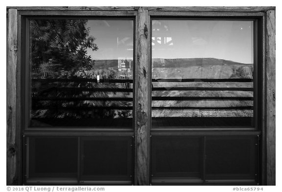 Visitor Center window reflexion. Black Canyon of the Gunnison National Park (black and white)