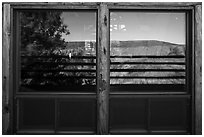 Visitor Center window reflexion. Black Canyon of the Gunnison National Park ( black and white)