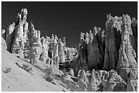 Hoodoos seen from below. Bryce Canyon National Park ( black and white)