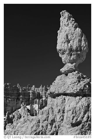Balanced rock in pink limestone. Bryce Canyon National Park (black and white)
