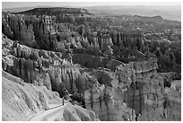 Park visitor looking from Navajo trail. Bryce Canyon National Park ( black and white)
