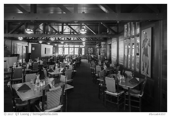 Dining room, Bryce Canyon Lodge. Bryce Canyon National Park (black and white)