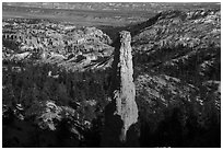 Monolithic hoodoo and amphitheater. Bryce Canyon National Park ( black and white)