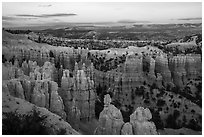 Amphitheater near Fairyland Point at dusk. Bryce Canyon National Park ( black and white)