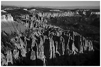 Pink cliffs towards the south from Rainbow Point, sunrise. Bryce Canyon National Park ( black and white)