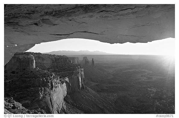 Mesa Arch at sunrise, Island in the sky. Canyonlands National Park (black and white)
