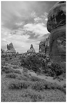 Sandstone towers, Chesler Park. Canyonlands National Park ( black and white)