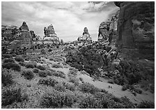 Sandstone towers, Chesler Park. Canyonlands National Park ( black and white)