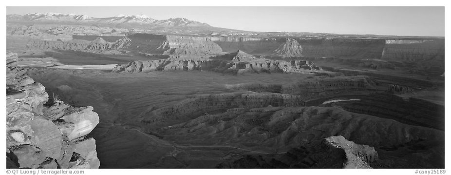 Canyon landscape at sunset, Dead Horse Point. Canyonlands National Park (black and white)
