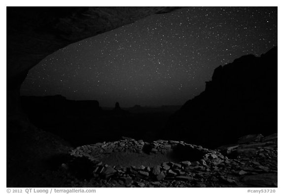 False Kiva at night. Canyonlands National Park (black and white)