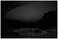 False Kiva at night. Canyonlands National Park, Utah, USA. (black and white)