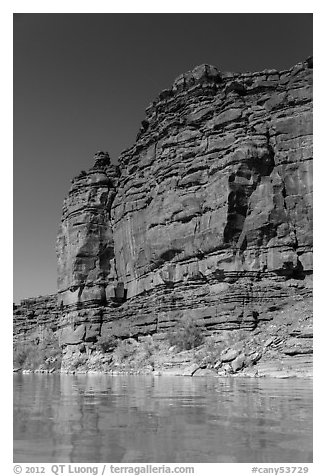 Red cliffs above Colorado River. Canyonlands National Park (black and white)