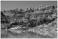 Doll House seen from the Colorado River. Canyonlands National Park ( black and white)