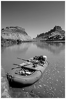 Raft at Spanish Bottom. Canyonlands National Park ( black and white)