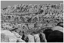 The Needles seen from the Doll House. Canyonlands National Park ( black and white)