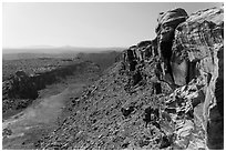 Cliffs and Surprise Valley, Maze District. Canyonlands National Park ( black and white)