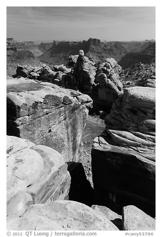 Fractured rocks, Surprise Valley, and Colorado River. Canyonlands National Park (black and white)