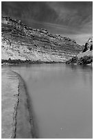 Colorado River beach shore near Confluence with Green River. Canyonlands National Park ( black and white)