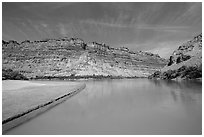 Colorado River and shore near its confluence with Green River. Canyonlands National Park ( black and white)