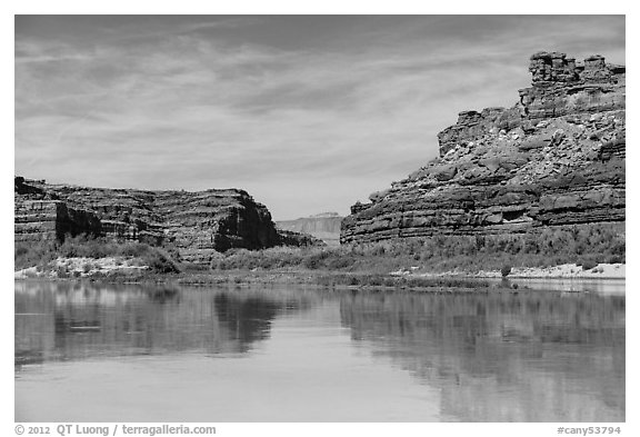 River view, Colorado River. Canyonlands National Park (black and white)