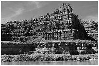 Flutted cliffs above Colorado River. Canyonlands National Park ( black and white)