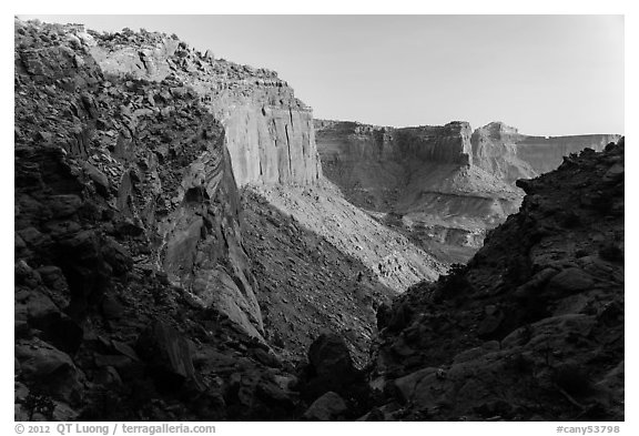 Cliffs at sunset, Island in the Sky. Canyonlands National Park (black and white)