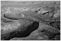 Aerial view of Green River. Canyonlands National Park, Utah, USA. (black and white)