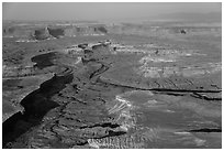 Aerial view of Green River Canyon. Canyonlands National Park, Utah, USA. (black and white)