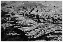Aerial view of the Maze and Chocolate Drops. Canyonlands National Park, Utah, USA. (black and white)